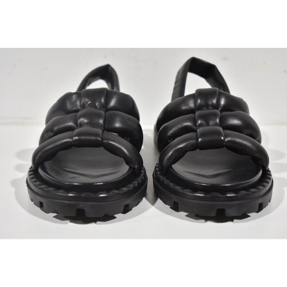 Prada Blow Black Padded Leather Logo Strappy Slingback Sport Sandal Flat 41 - Picture 6 of 12